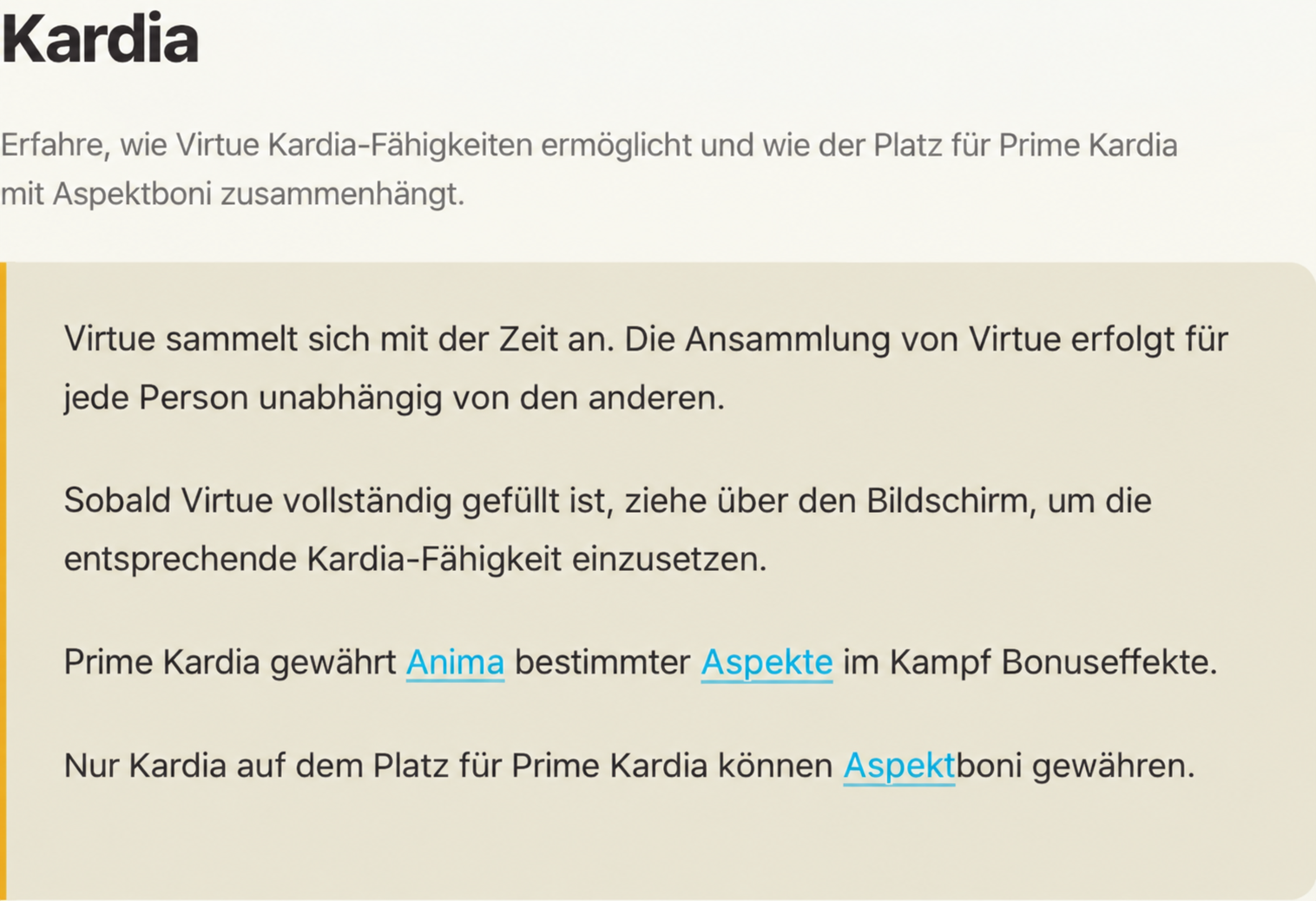 Eine Konzeptseite trennt die Lesezusammenfassung von den Spieltextstellen.
